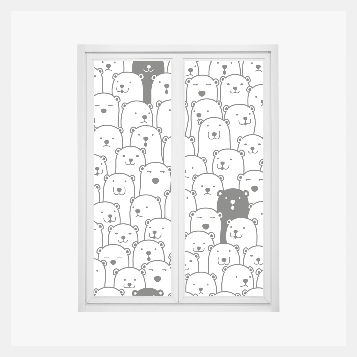 Window decal adorable bear crowd pattern • Wallissimo® Window decal adorable bear crowd pattern • Wallissimo®