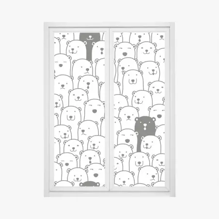 Window decal adorable bear crowd pattern • Wallissimo®