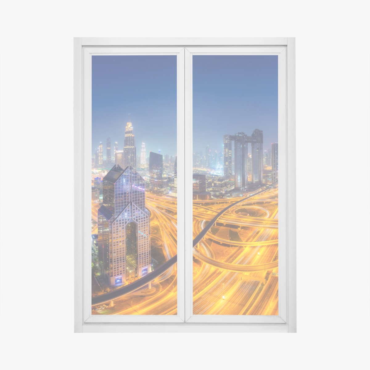 Window decal Dubai night skyline panoramic • Wallissimo® Window decal Dubai night skyline panoramic • Wallissimo®
