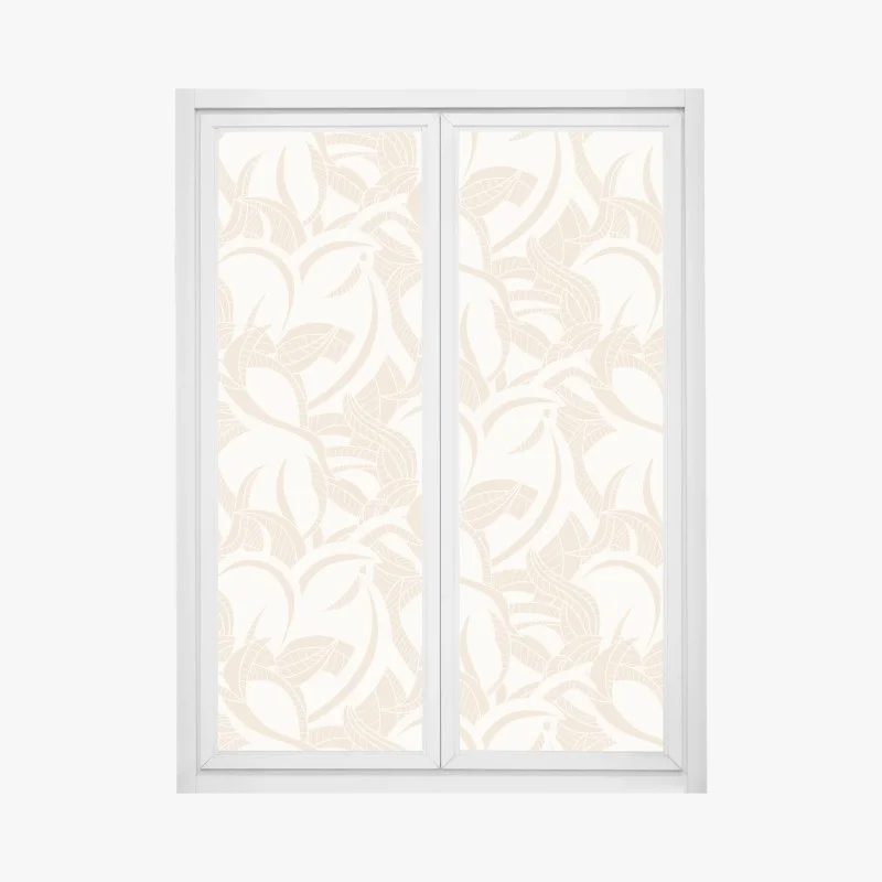 Window decal beige botanical leaf pattern