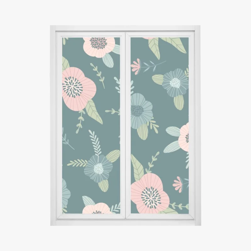 Window decal pastel botanical floral pattern