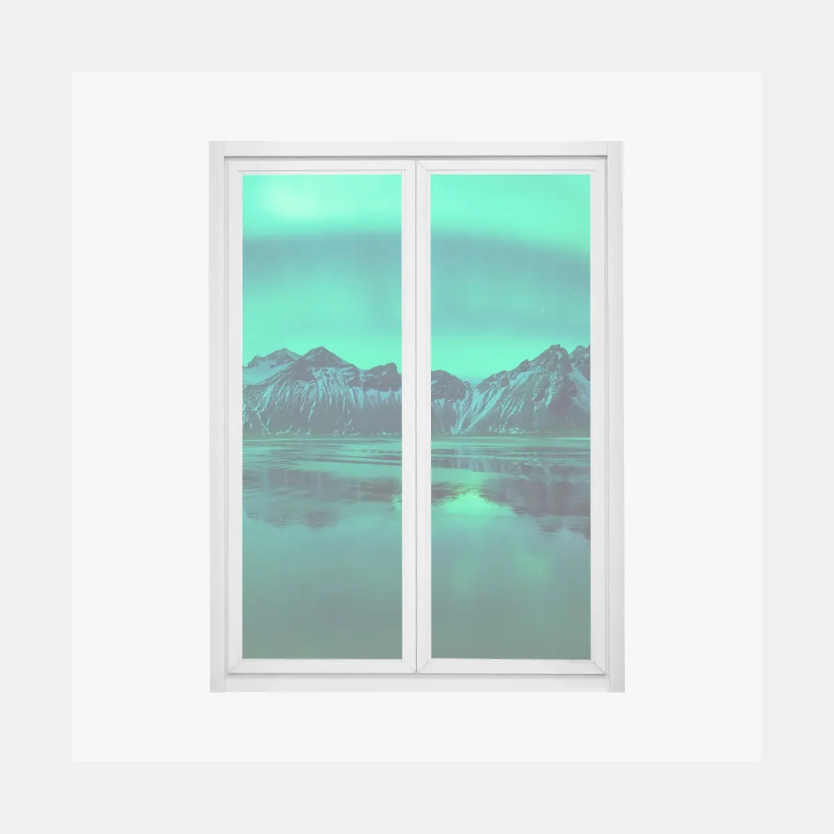 Window decal aurora reflections over Vestrahorn, Stokksnes • Wallissimo® Window decal aurora reflections over Vestrahorn, Stokksnes • Wallissimo®