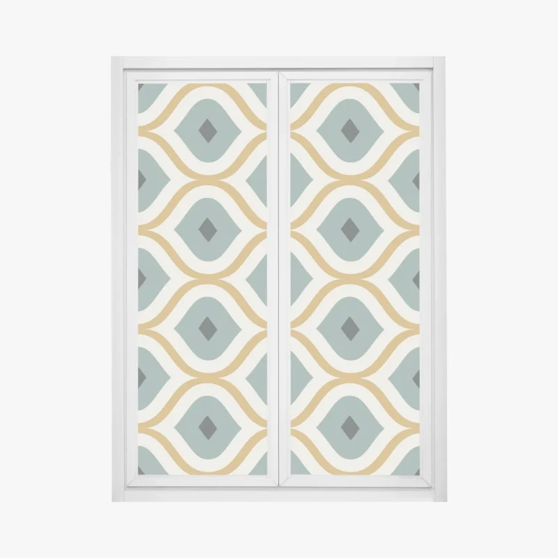 Window decal teal and gold geometric ornament pattern