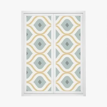 Window decal teal and gold geometric ornament pattern • Wallissimo®