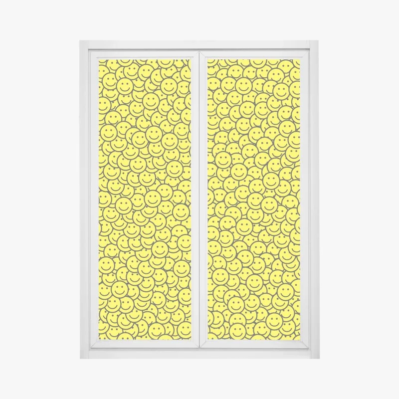 Window decal cheerful smiley faces pattern