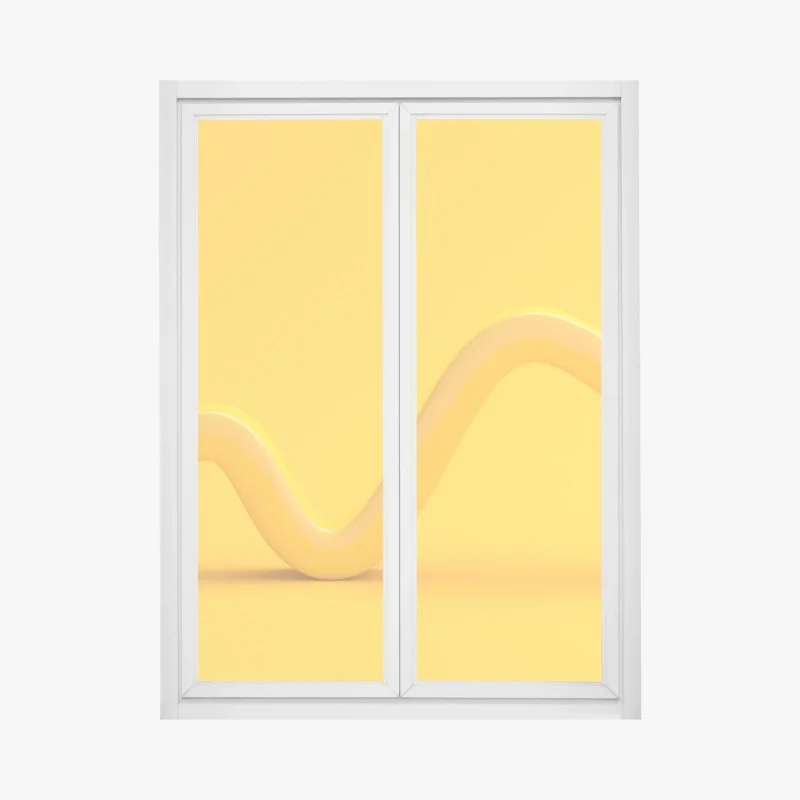 Window decal sunny yellow 3d abstract curve