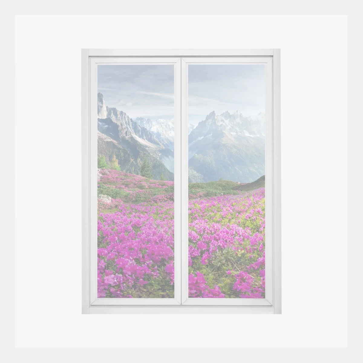 Window decal alpine rhododendron meadow at Mont Blanc • Wallissimo® Window decal alpine rhododendron meadow at Mont Blanc • Wallissimo®