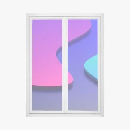Window decal vibrant purple and blue abstract 3d shapes • Wallissimo®