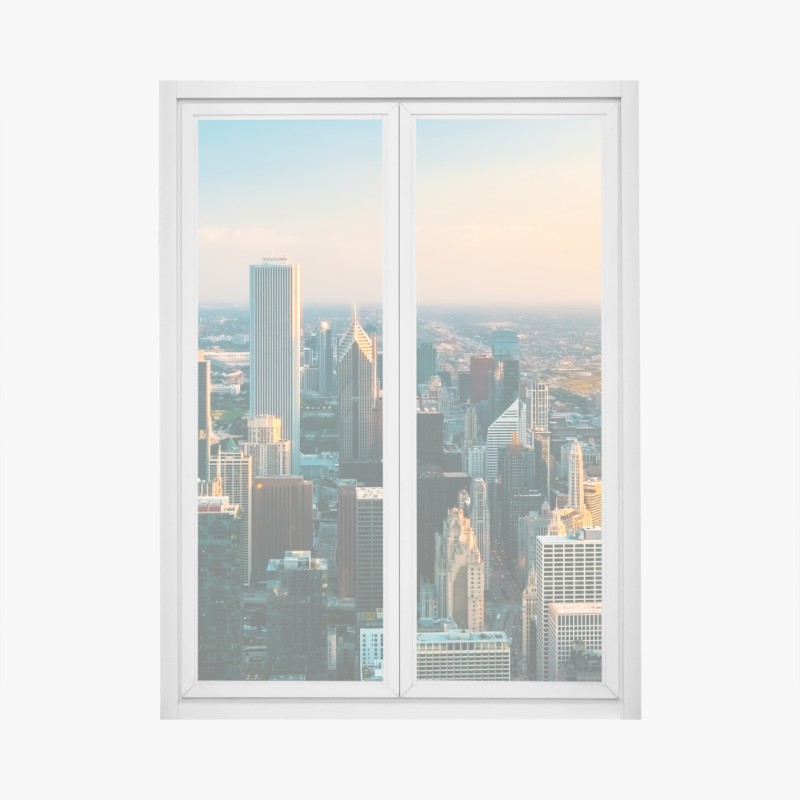 Window decal Chicago skyline at sunset