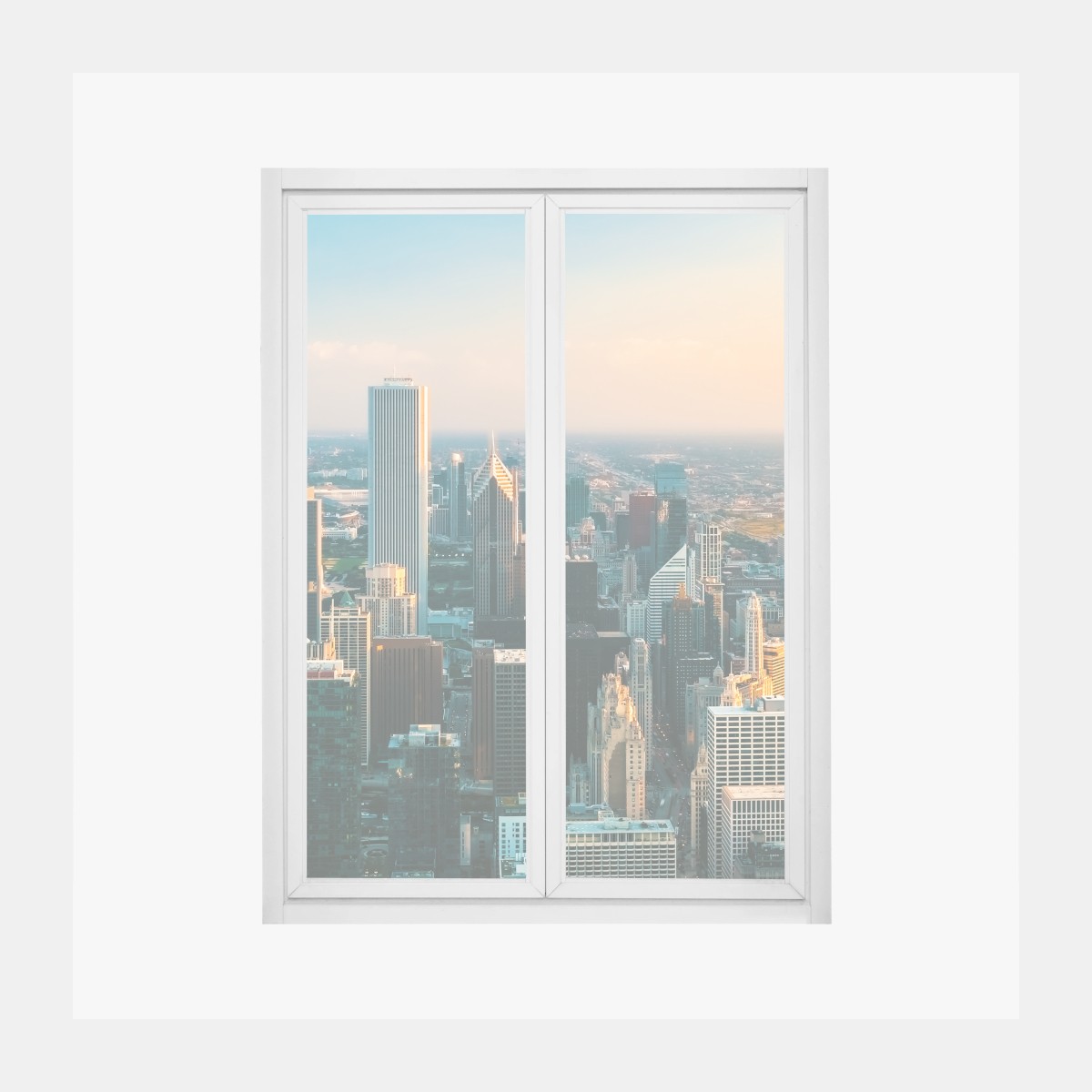 Window decal Chicago skyline at sunset • Wallissimo® Window decal Chicago skyline at sunset • Wallissimo®