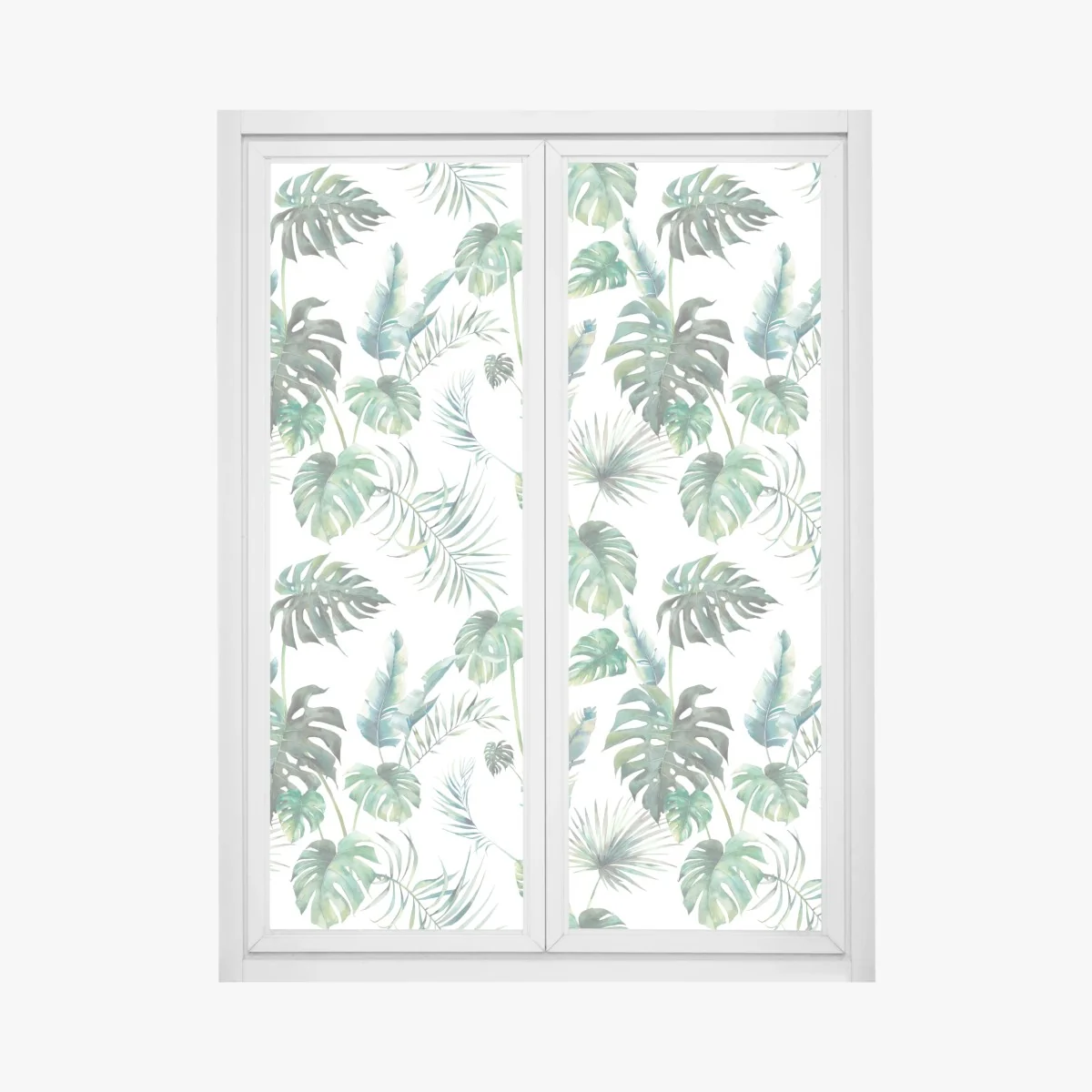 Window decal watercolor tropical leaves pattern • Wallissimo® Window decal watercolor tropical leaves pattern • Wallissimo®