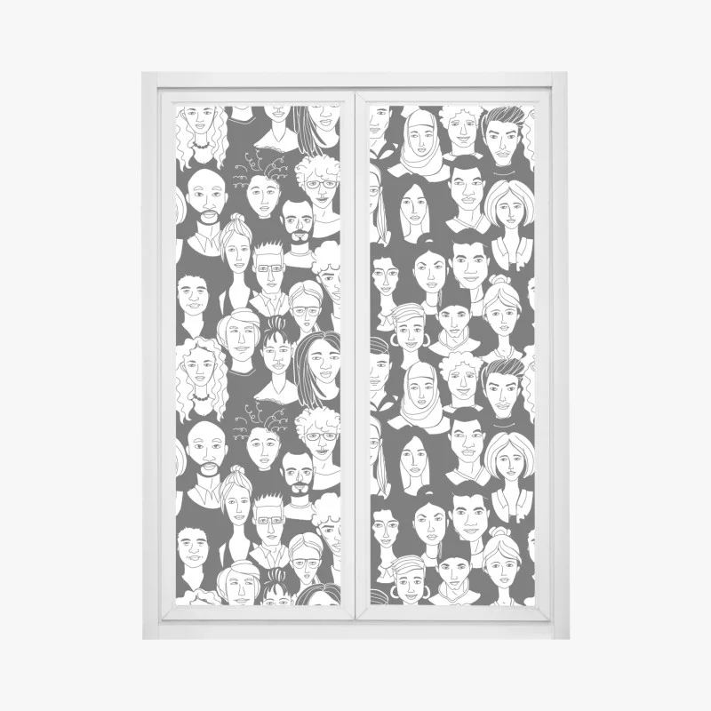 Window decal diverse faces pattern