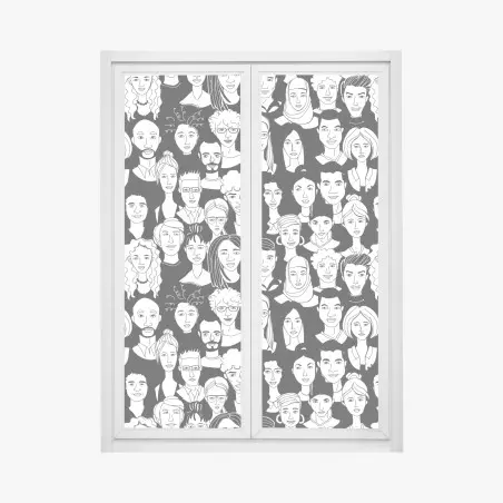 Window decal diverse faces pattern • Wallissimo®