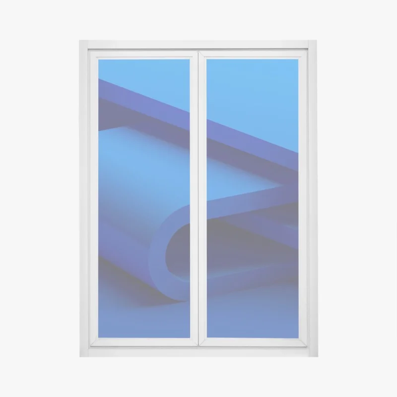 Window decal minimal blue ribbon geometry
