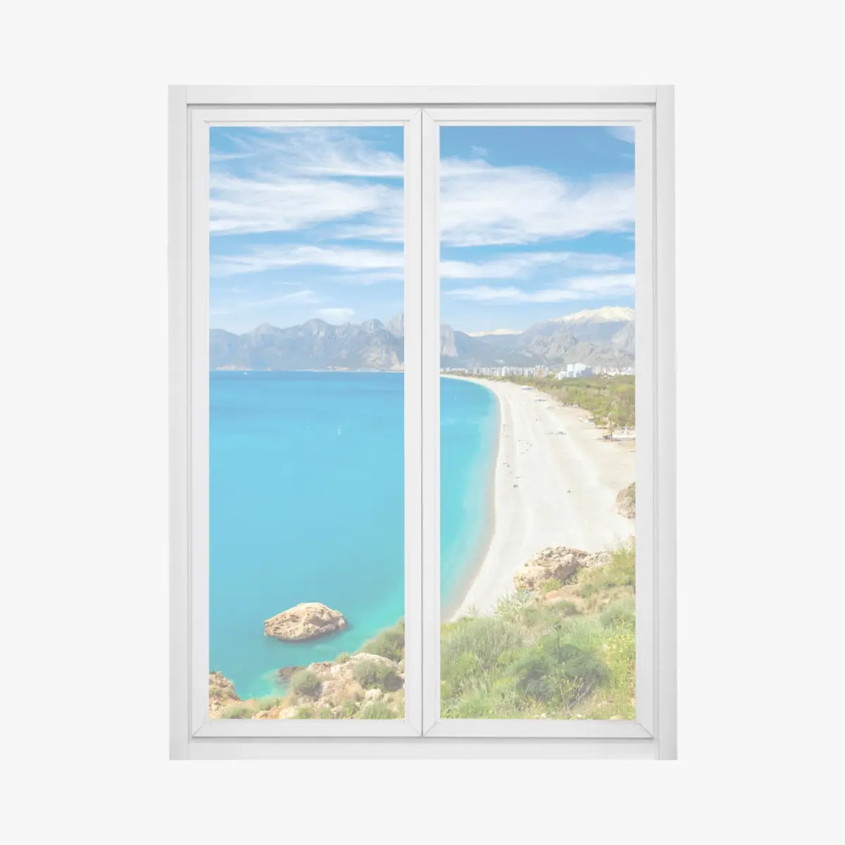 Window decal serene konyaalti beach panorama, Antalya • Wallissimo®