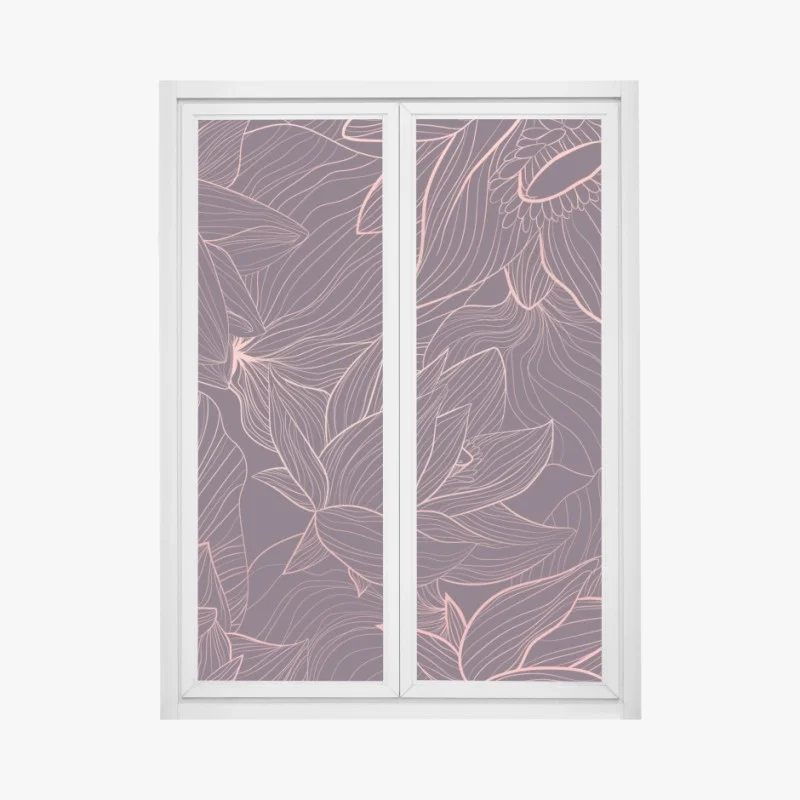 Window decal elegant pink line floral pattern