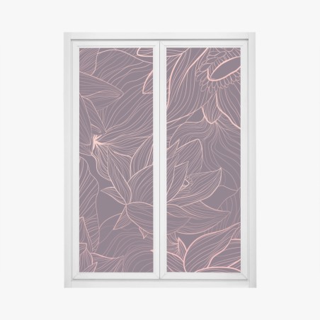 Window decal elegant pink line floral pattern • Wallissimo®