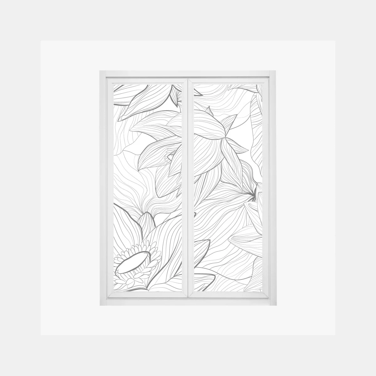 Window decal delicate lotus line art floral pattern ⁕ Wallissimo® Window decal delicate lotus line art floral pattern ⁕ Wallissimo®