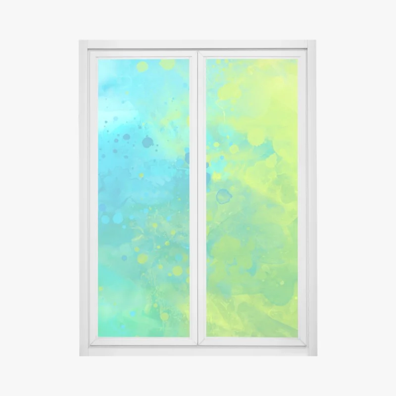 Window decal vibrant turquoise and lime watercolor splash