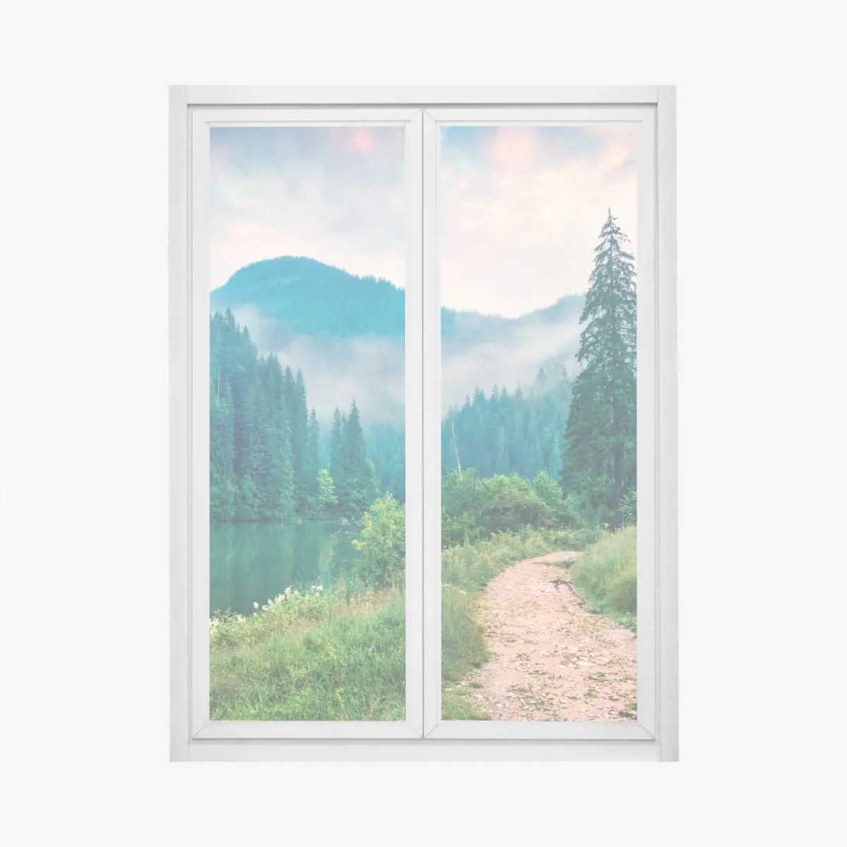 Window decal misty morning at Lacu Roșu • Wallissimo® Window decal misty morning at Lacu Roșu • Wallissimo®