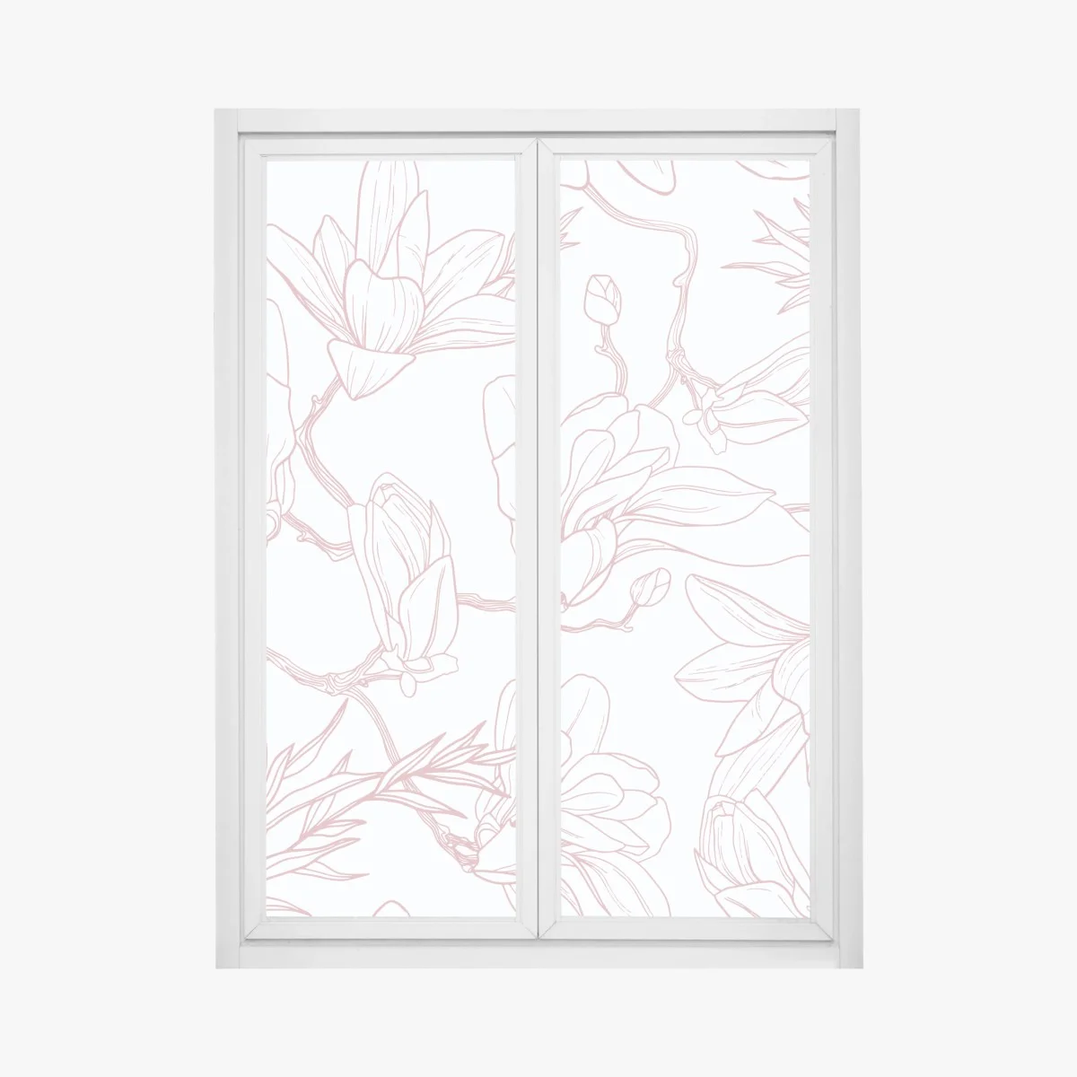 Window decal delicate magnolia floral pattern in soft pink • Wallissimo® Window decal delicate magnolia floral pattern in soft pink • Wallissimo®