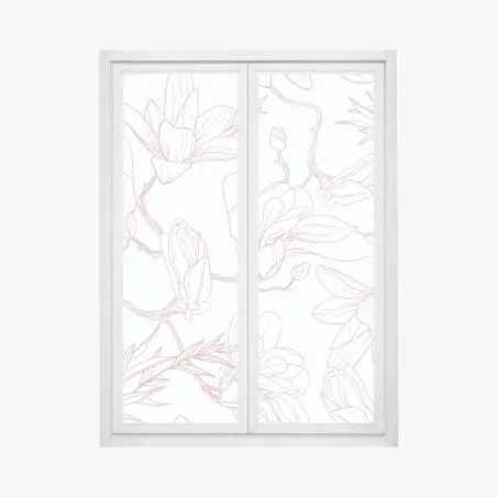 Window decal delicate magnolia floral pattern in soft pink • Wallissimo®