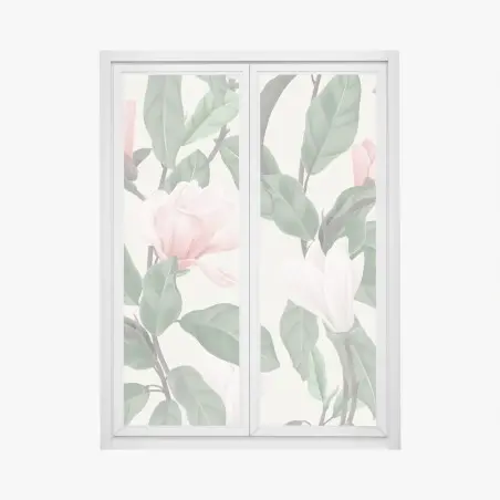 Window decal vintage magnolia floral pattern • Wallissimo®