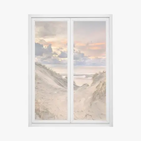 Window decal sunset over Zeeland dunes • Wallissimo®
