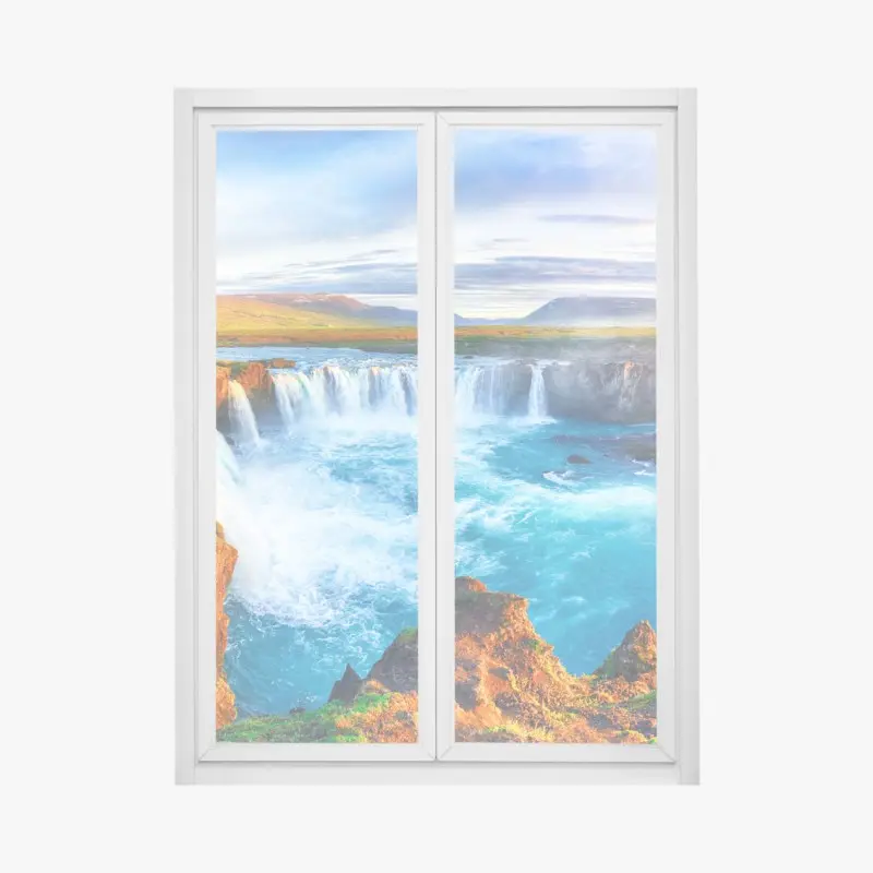 Window decal Godafoss waterfall sunrise panorama