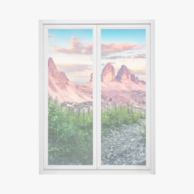 Window decal alpine sunset at Tre Cime di Lavaredo ⁕ Wallissimo® Window decal alpine sunset at Tre Cime di Lavaredo ⁕ Wallissimo®
