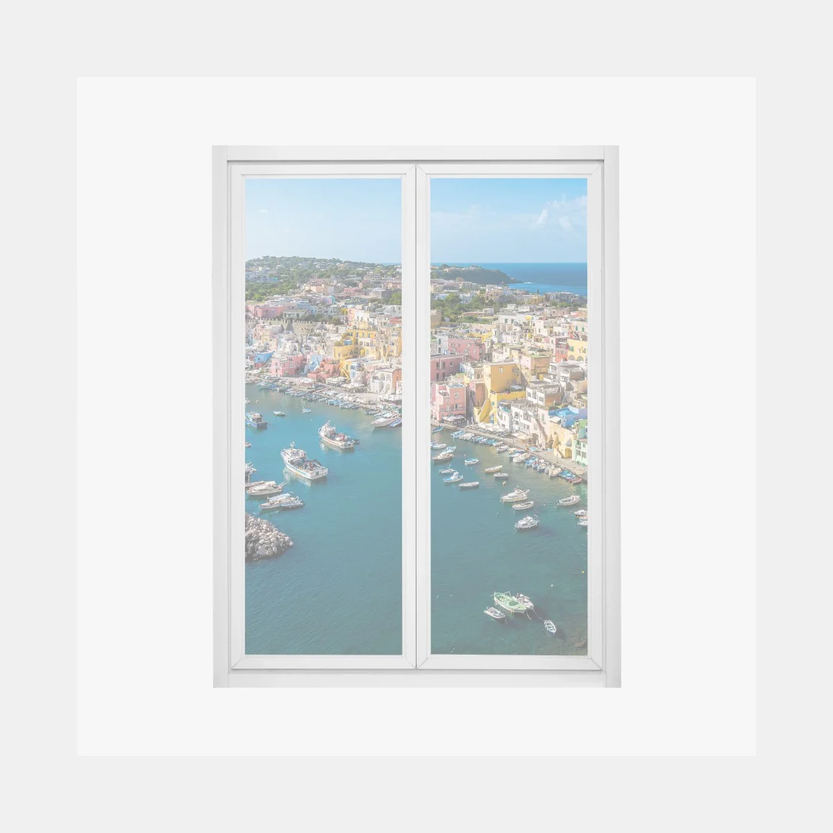 Window decal colorful mediterranean harbor panorama ⁕ Wallissimo® Window decal colorful mediterranean harbor panorama ⁕ Wallissimo®