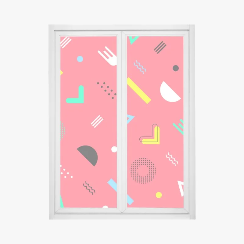 Window decal vibrant memphis geometric pattern