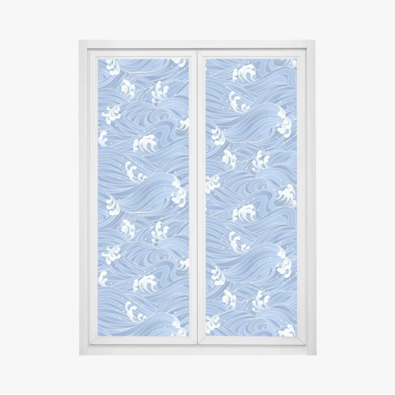 Window decal stylized Japanese wave pattern