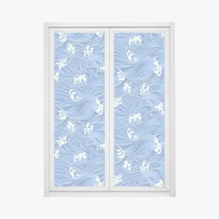 Window decal stylized Japanese wave pattern • Wallissimo®