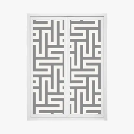 Window decal geometric maze pattern in beige and black • Wallissimo®
