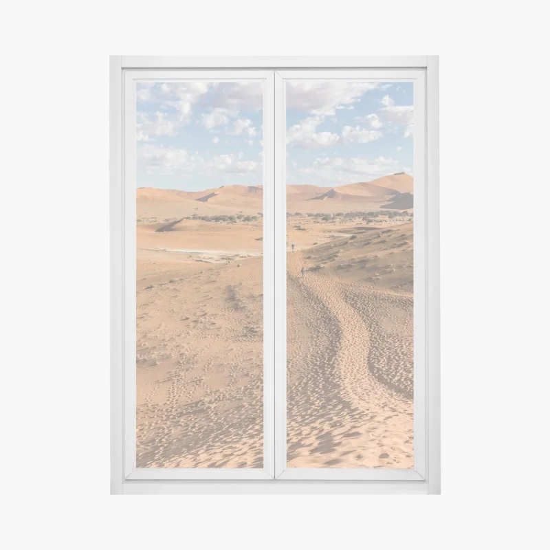 Window decal vast desert dunes under blue sky