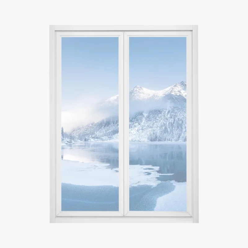 Window decal serene winter panorama of the Alps