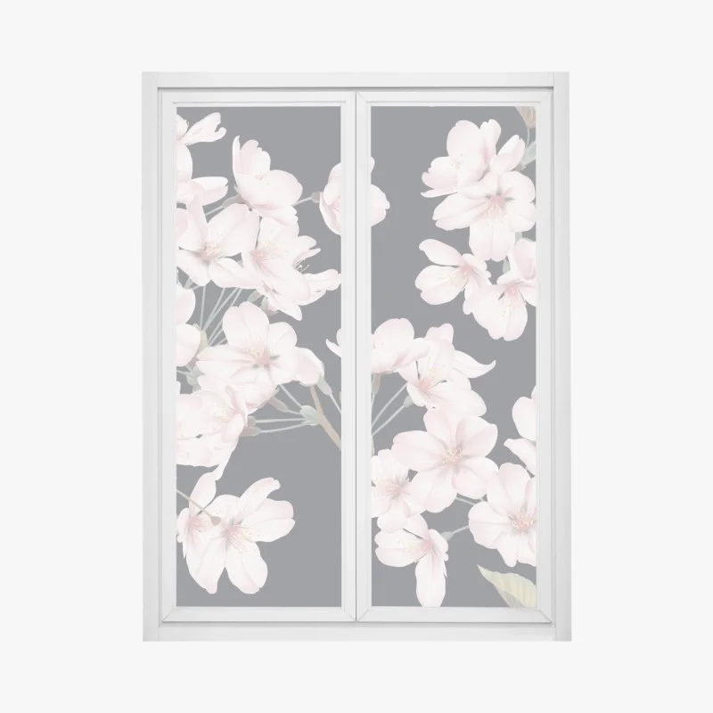 Window decal delicate cherry blossom floral print