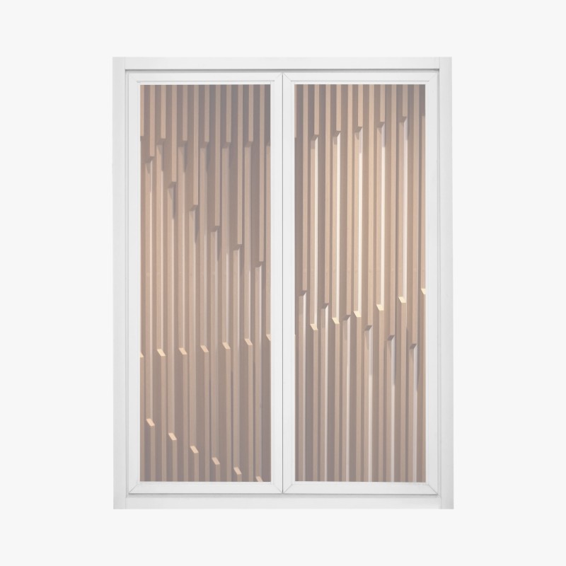 Window decal warm wooden slat wall pattern