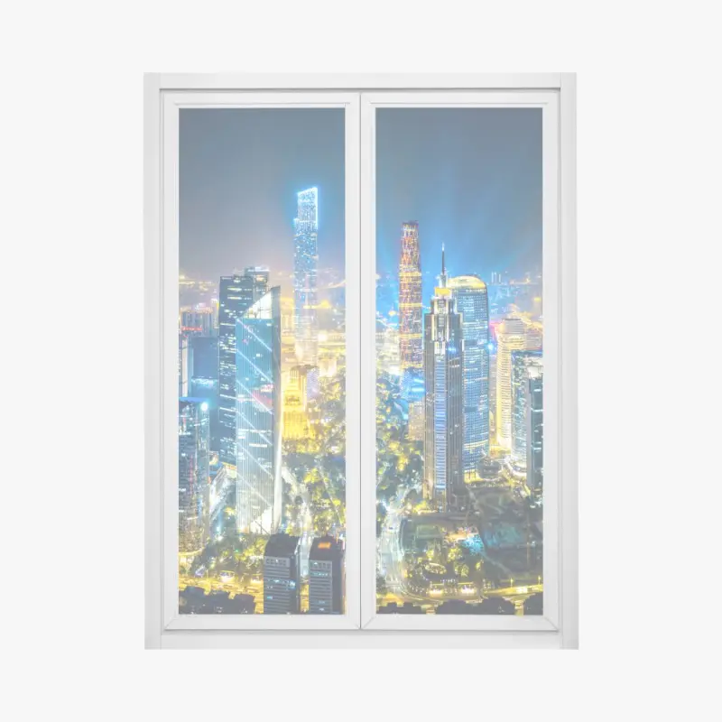 Window decal Guangzhou skyline at night panoramic cityscape
