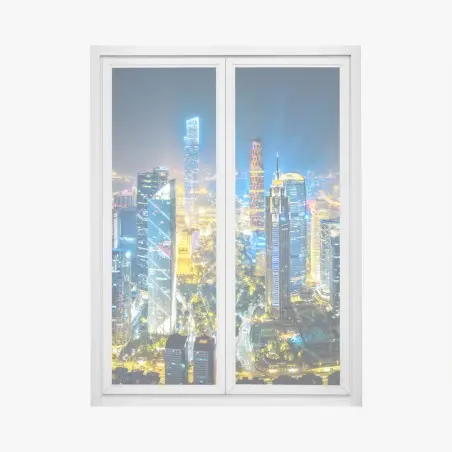 Window decal Guangzhou skyline at night panoramic cityscape • Wallissimo®