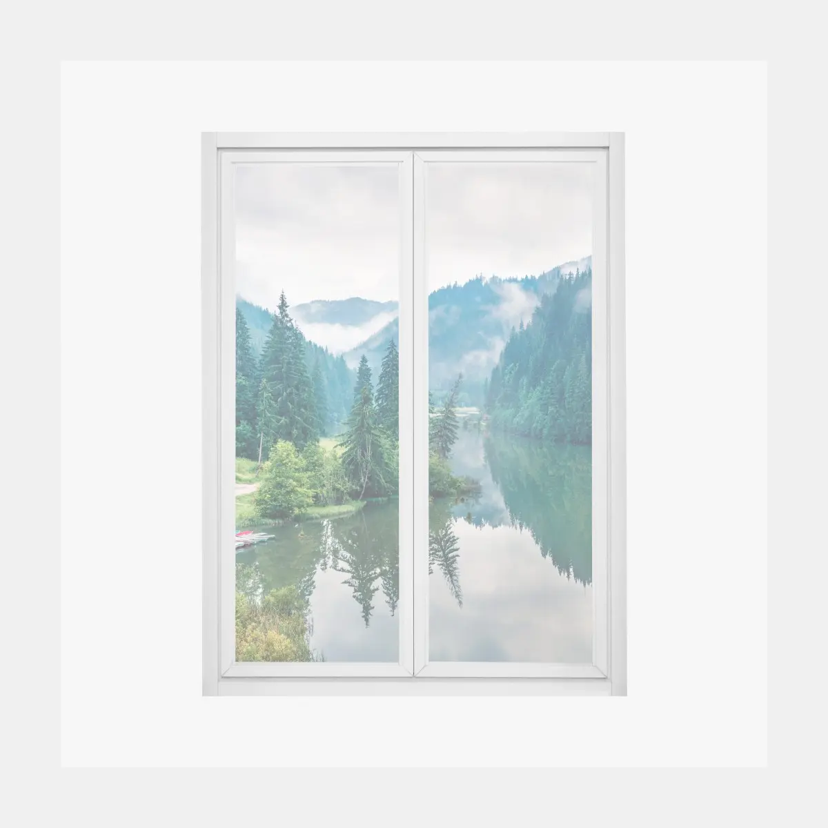 Window decal misty morning at Lacu Rosu • Wallissimo® Window decal misty morning at Lacu Rosu • Wallissimo®