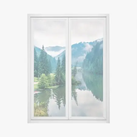 Window decal misty morning at Lacu Rosu • Wallissimo®
