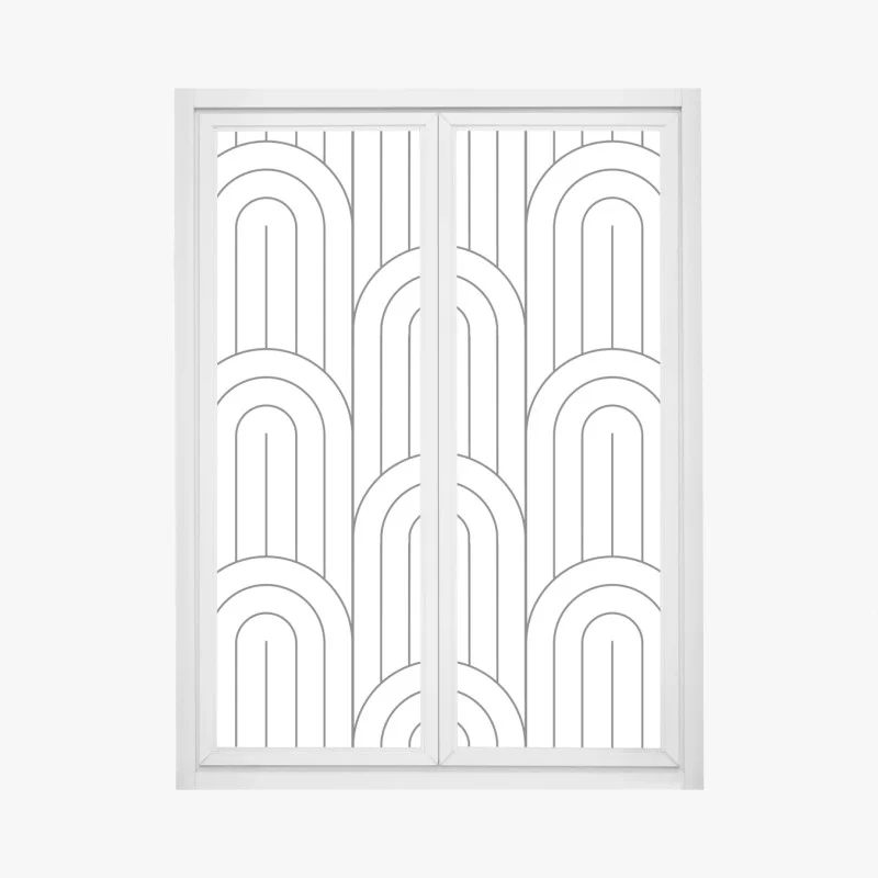Window decal monochrome retro arch pattern