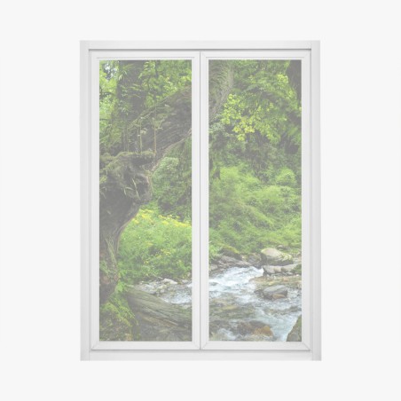 Window decal mossy forest stream panorama • Wallissimo®