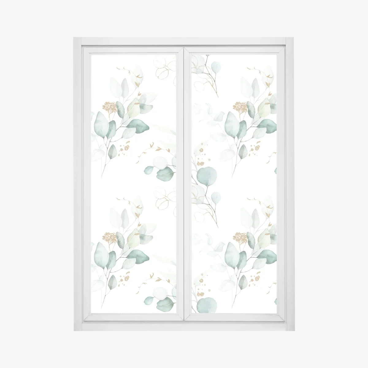 Window decal green eucalyptus watercolor botanical pattern • Wallissimo® Window decal green eucalyptus watercolor botanical pattern • Wallissimo®