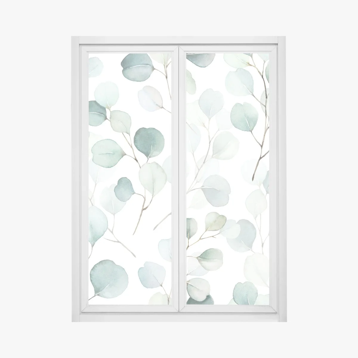 Window decal soft eucalyptus watercolor leaves pattern ⁕ Wallissimo® Window decal soft eucalyptus watercolor leaves pattern ⁕ Wallissimo®