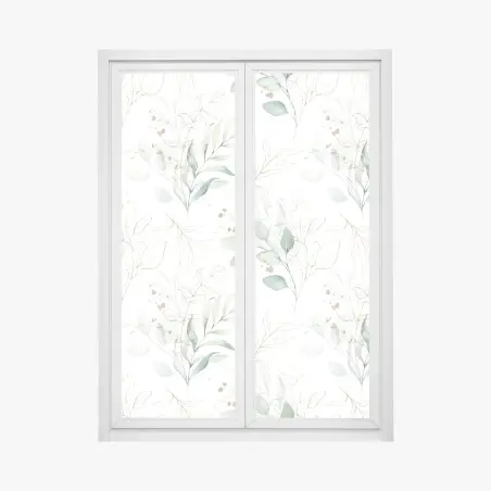 Window decal soft eucalyptus watercolor leaves pattern • Wallissimo®