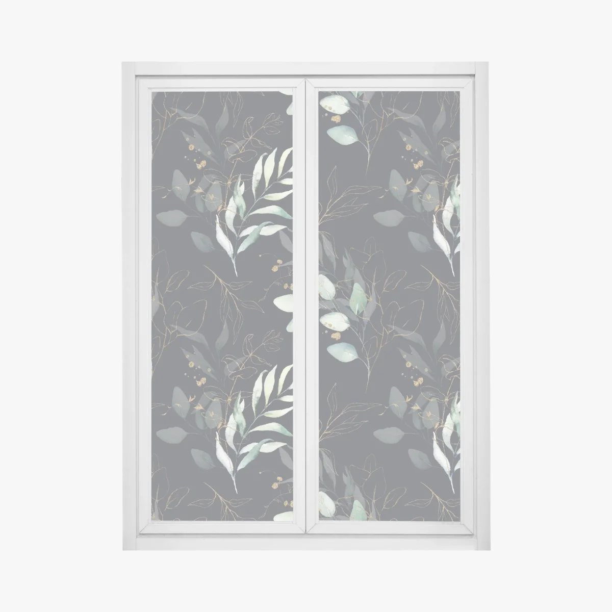 Window decal watercolor eucalyptus leaves on dark background • Wallissimo® Window decal watercolor eucalyptus leaves on dark background • Wallissimo®