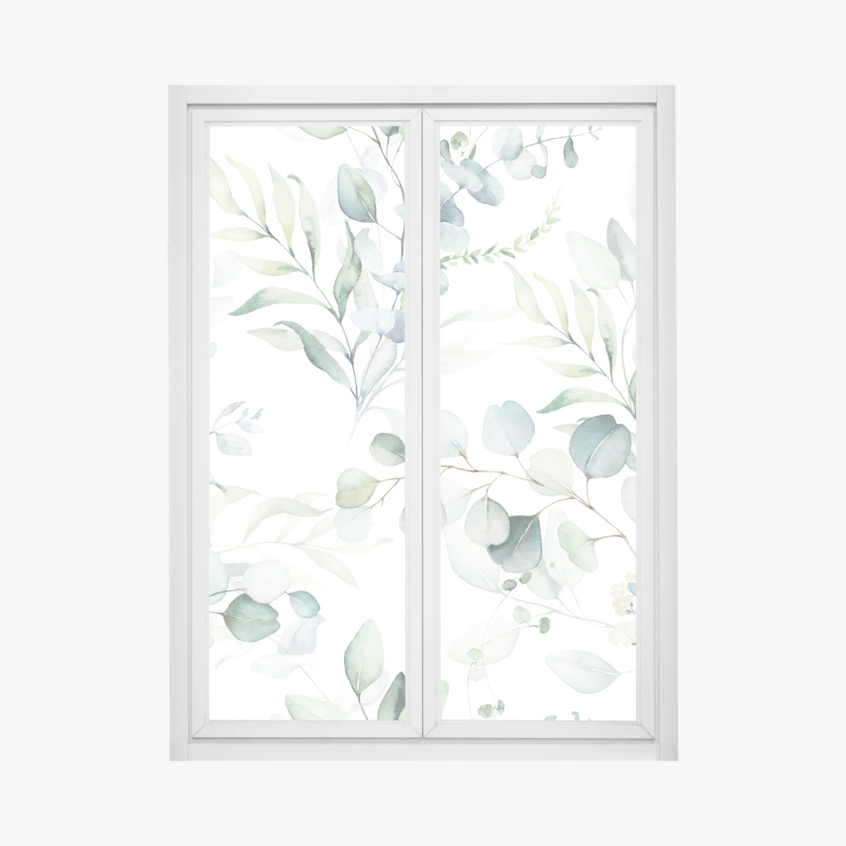 Window decal watercolor eucalyptus leaves pattern • Wallissimo® Window decal watercolor eucalyptus leaves pattern • Wallissimo®